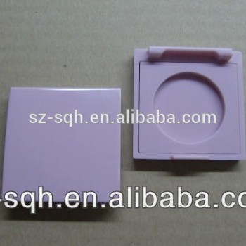 Hot sale customize square plastic product material compact powder case with protection pad lining and mold